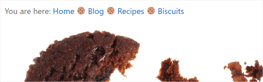 Breadcrumb trail with prefix and hidden title.