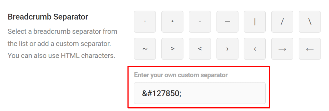 Custom Breadcrumb separator