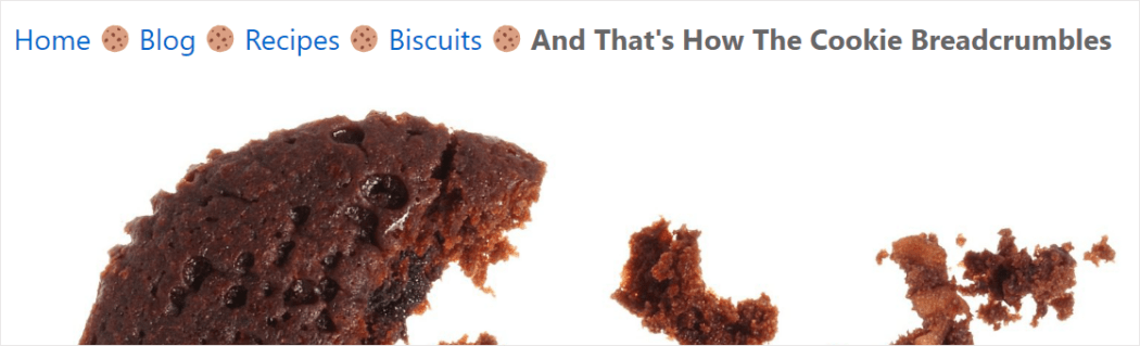 Webpage with custom breadcrumbs.