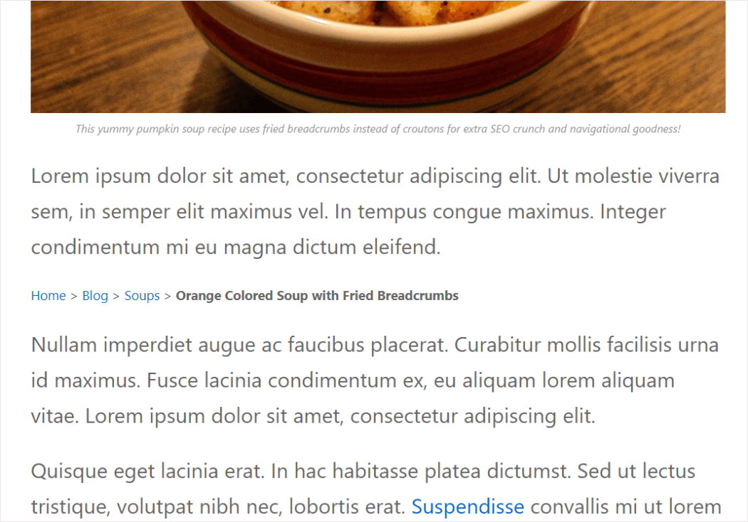 Example of adding a breadcrumb into content using a shortcode.