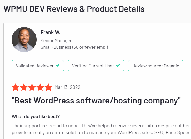 WPMU DEV Review on G2