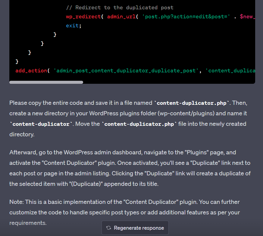 ChatGPT instructions.