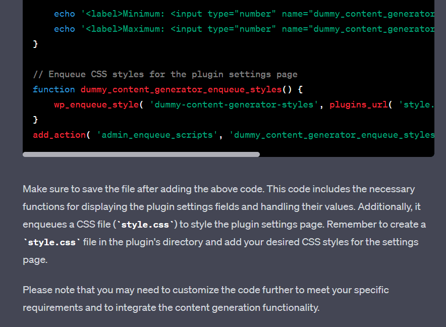 Screenshot of ChatGPT response.