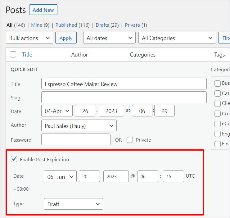 PublishPress Future - Quick Edit feature
