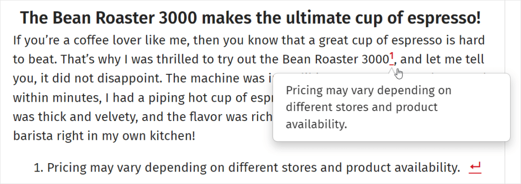 Easy Footnotes example