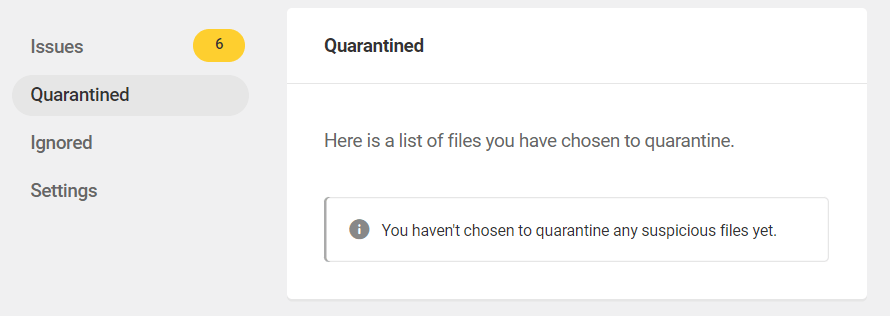Defender Quarantined section