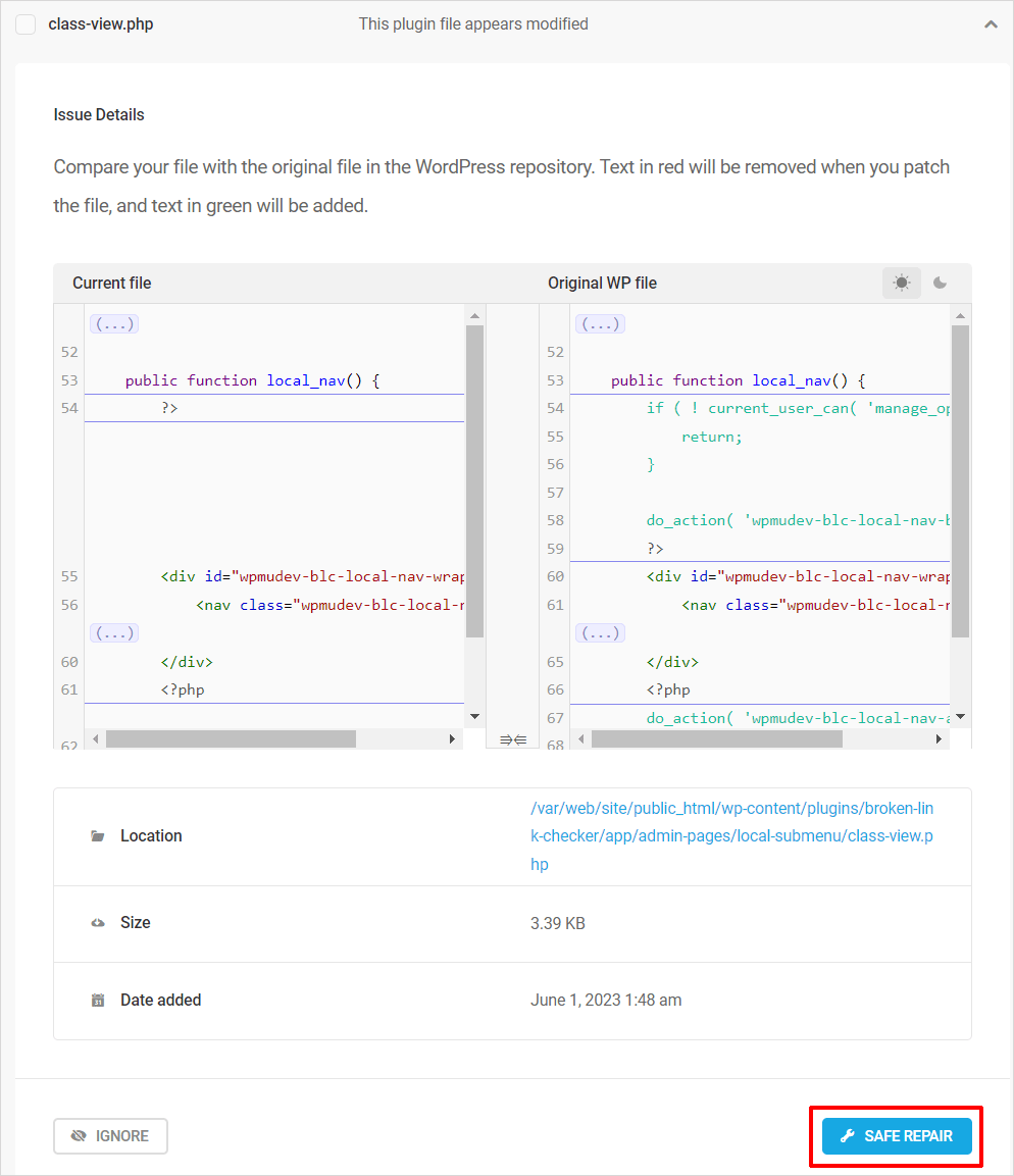 Defender v4.0 - Safe Repair button