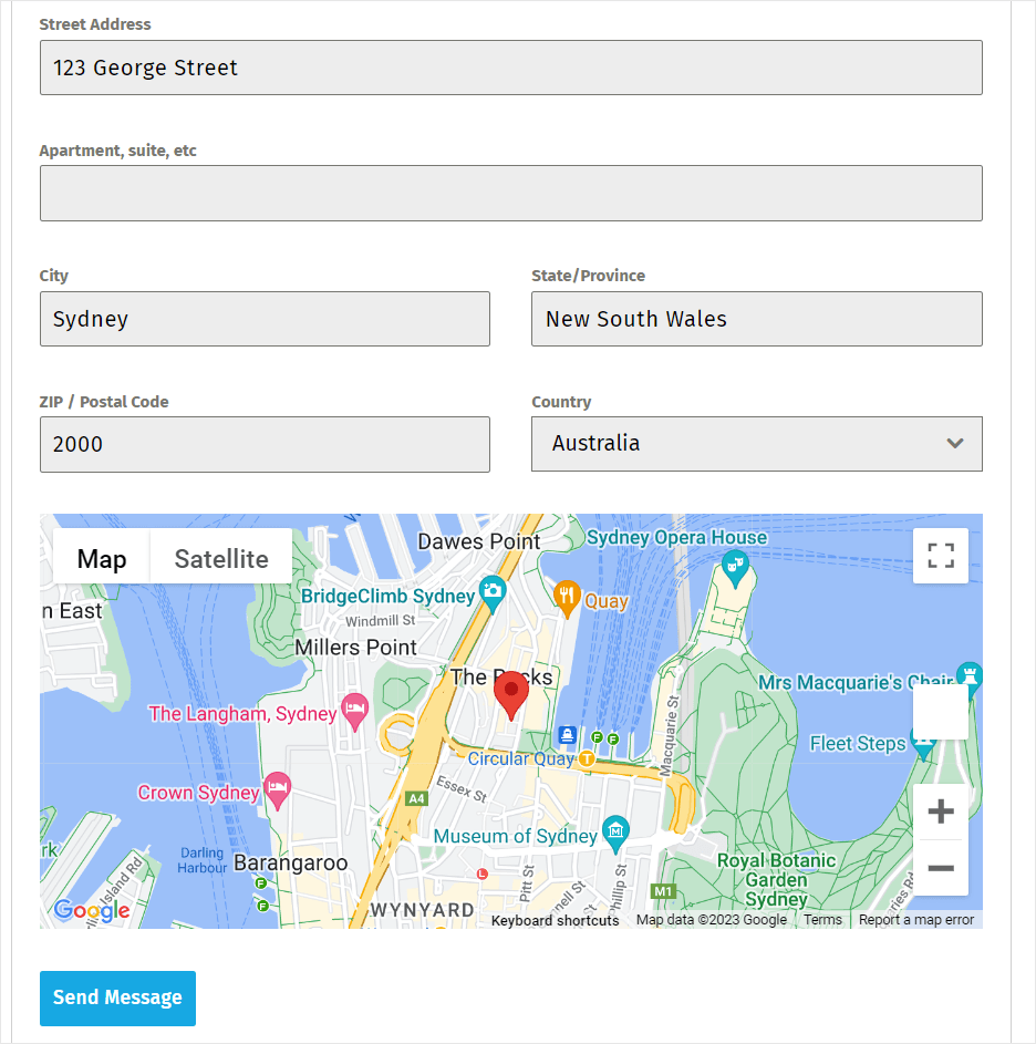 Forminator form with map
