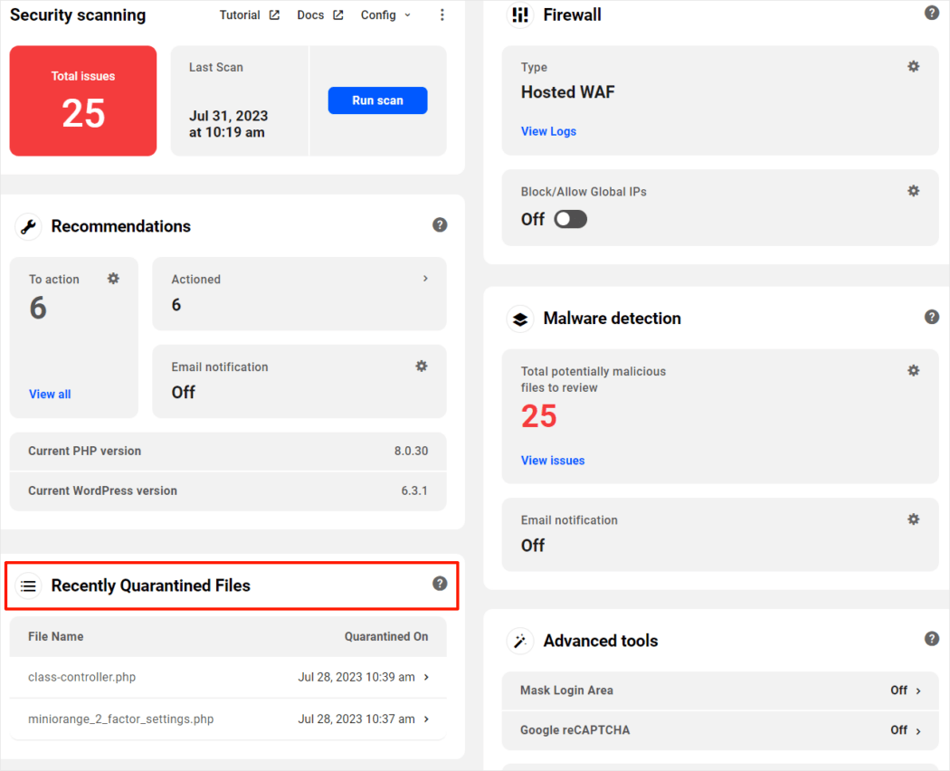 The Hub: Defender - Quarantine Widget