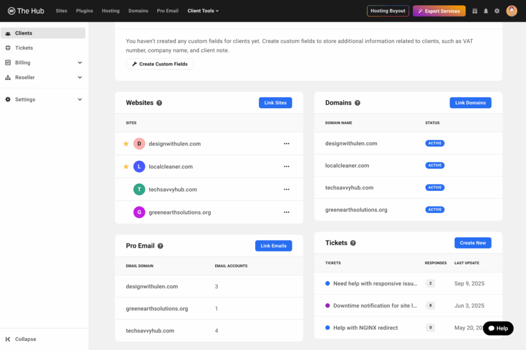 Client profile widgets