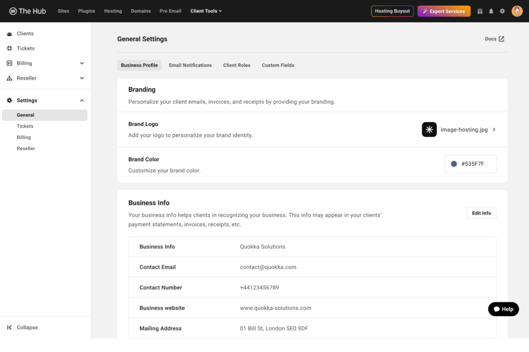 Settings in Client Tools