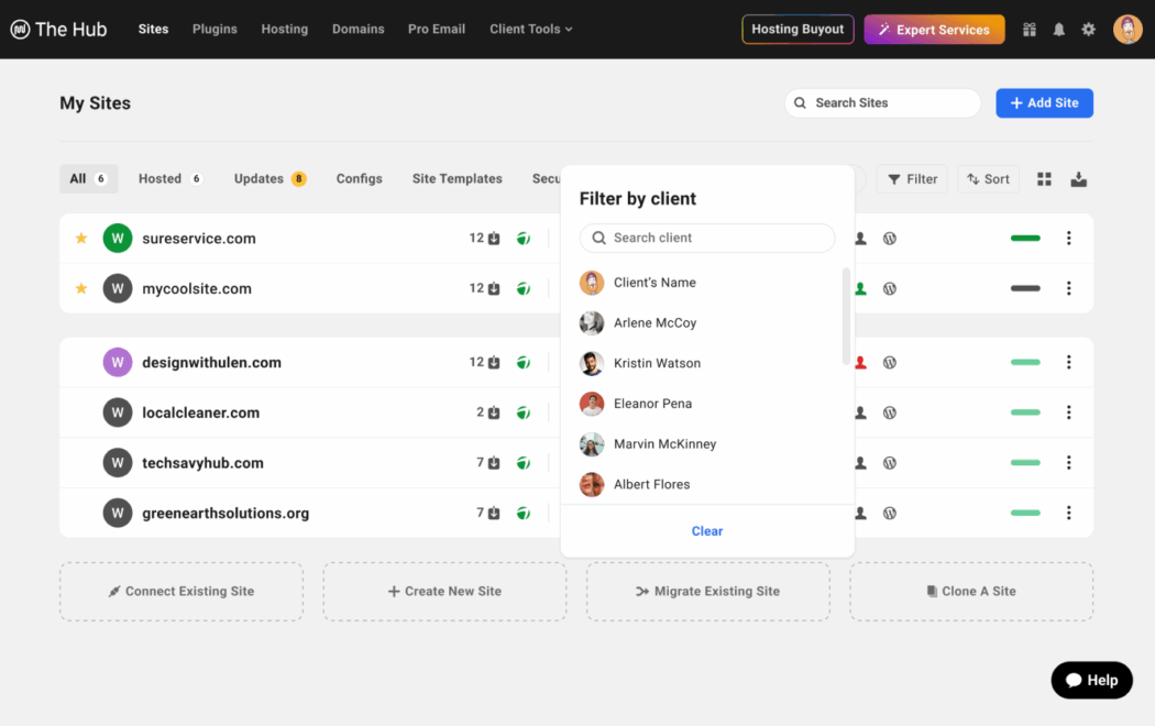 Filter lists by client