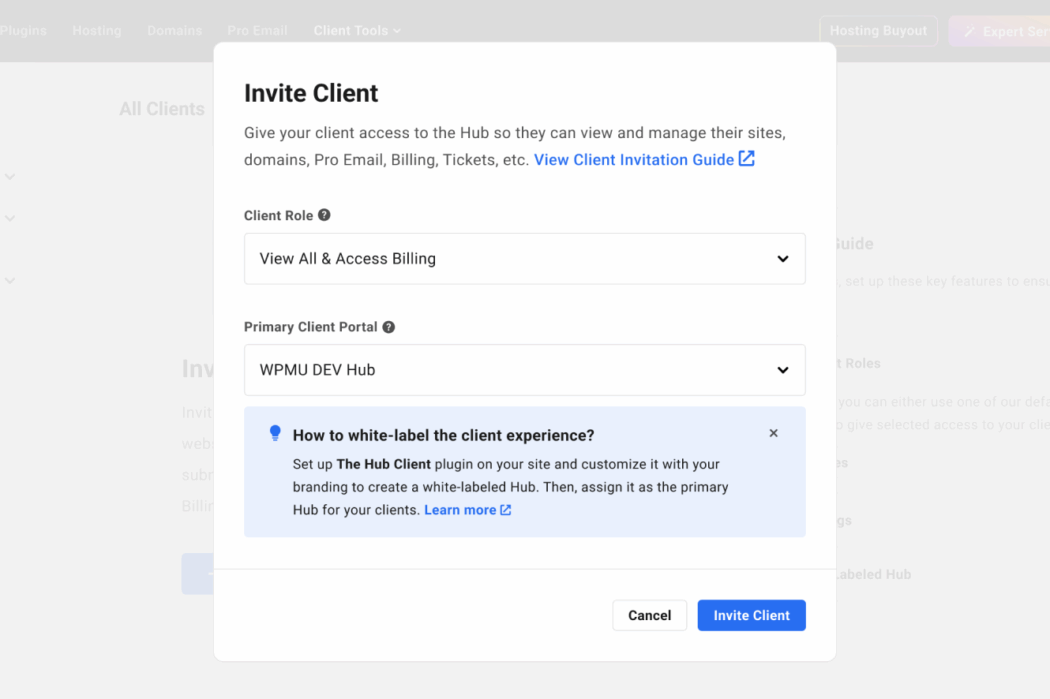 Invite a client to join your client portal