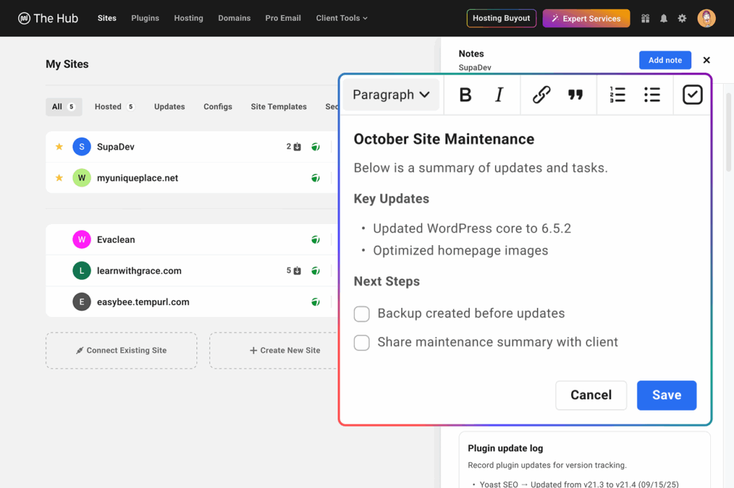 Notes rich text support