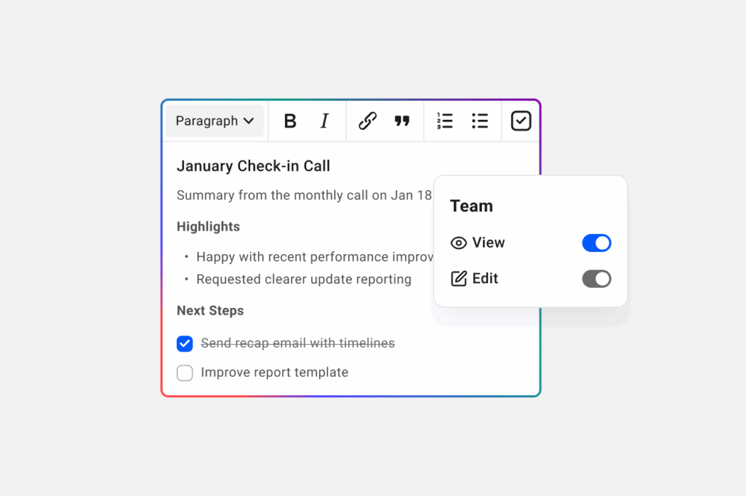 Client notes permissions