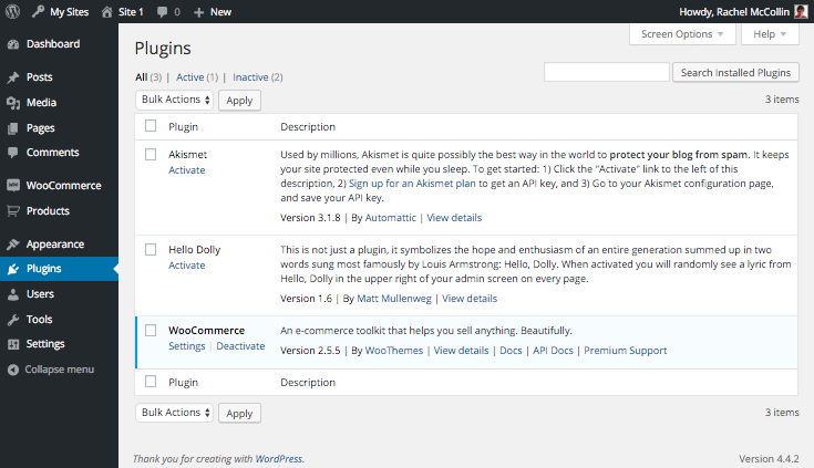 activating a plugin on a site in a Multisite network