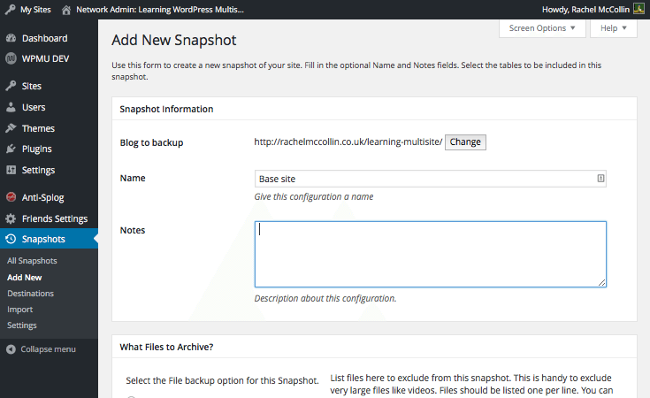Adding a Snapshot - getting started