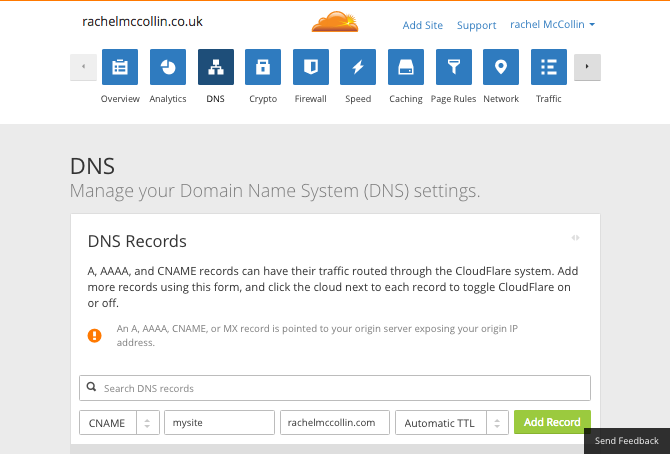 Adding a subdomain in Cloudflare