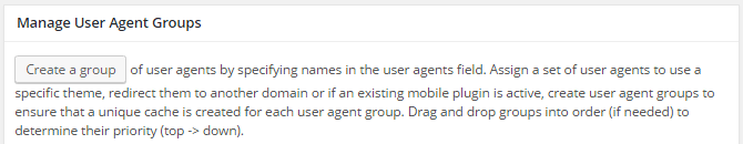 screenshot of agent groups menu options in w3tc