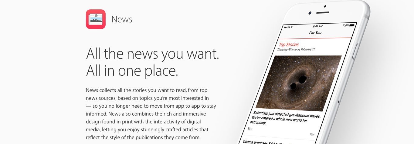 Apple News optimizes your content for any device.