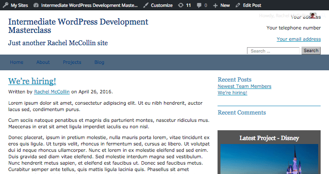 The author's name displayed below the post title with a link to the author archive page