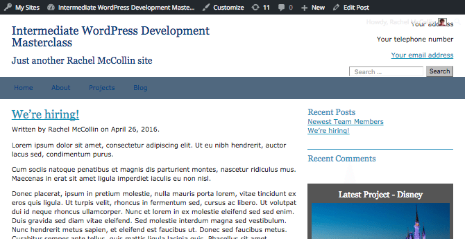 The author name displayed below the post title