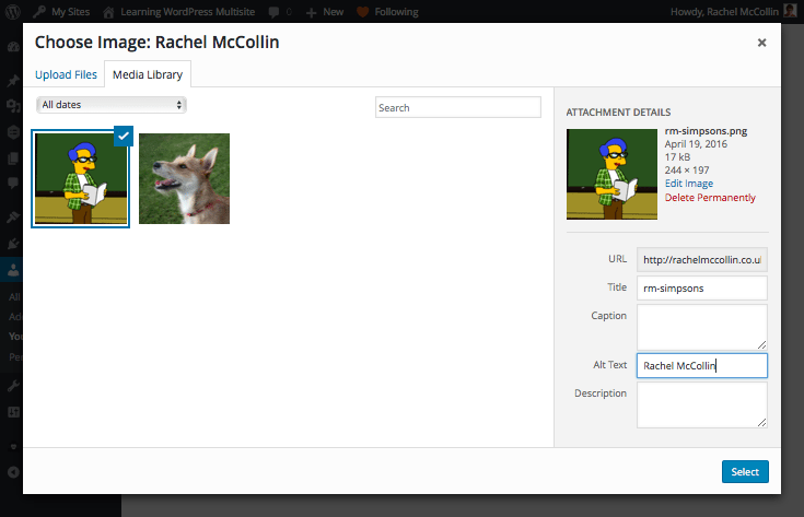 Uploading an avatar via the media uploader