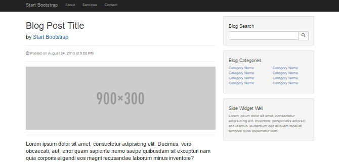 Screenshot showing the category list sidebar widget from the Blog Post template.