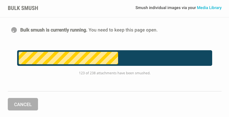 Hit Bulk Smush Now and WP Smush Pro will get on with compressing your images.