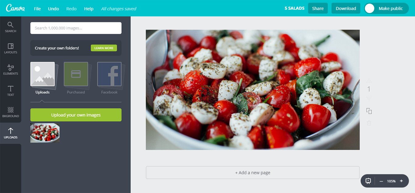 Adding a background image to Canva