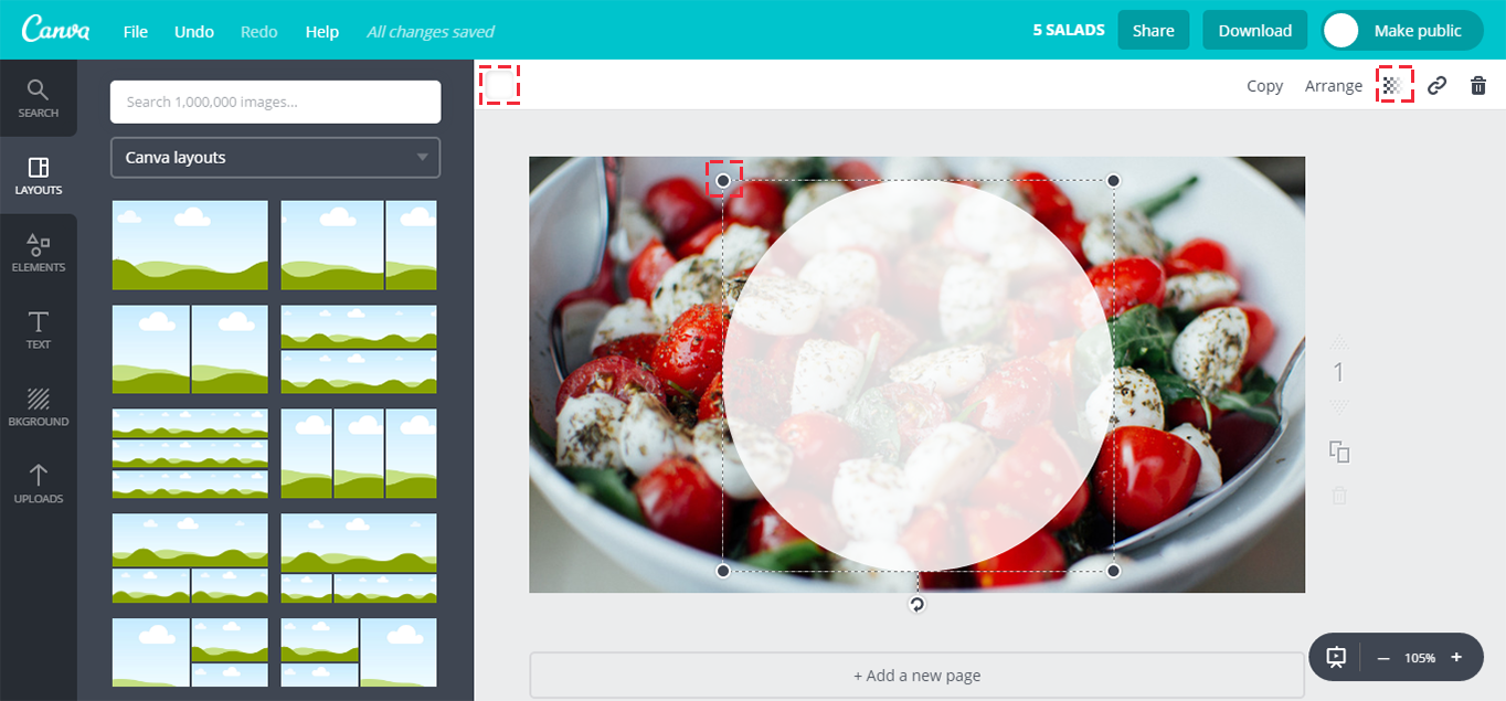 Adding a circle element to the Canva canvas
