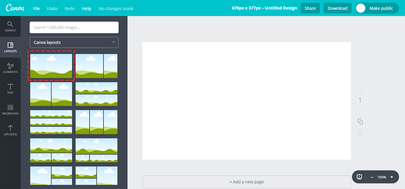 The Canva image design canvas