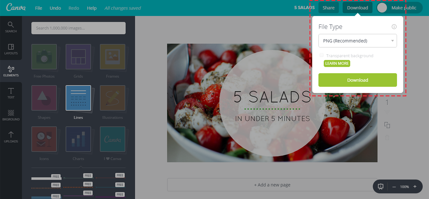Exporting the Canva image