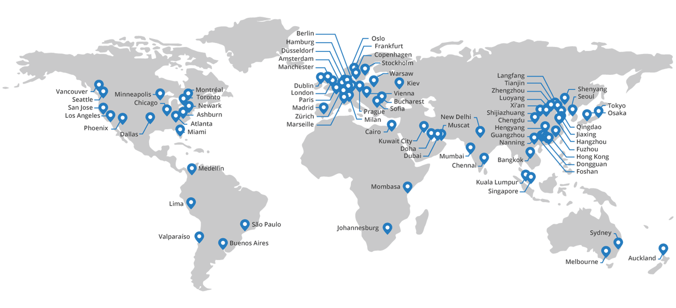 CloudFlare, a popular CDN, offers servers set up around the world.