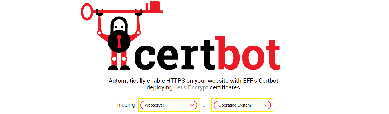 The Certbot homepage,