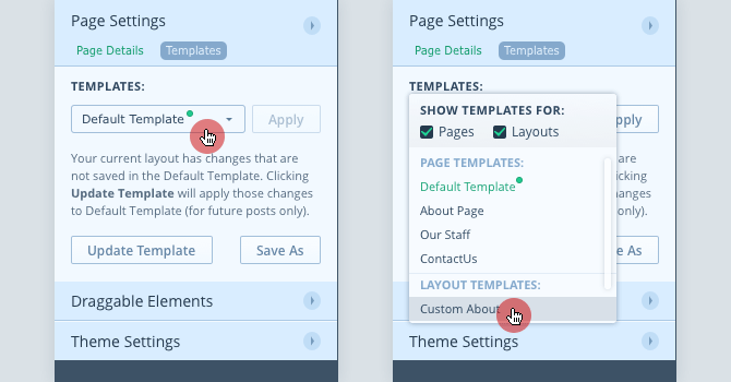 The Layout Template UI in action.