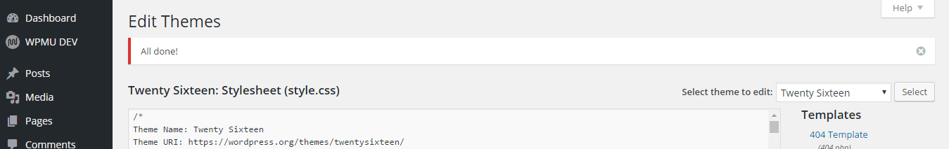 the child theme has been activated but the parent theme is still selected