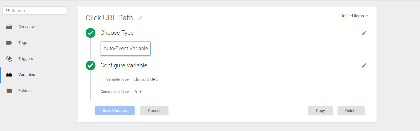 Creating a click URL path variable.