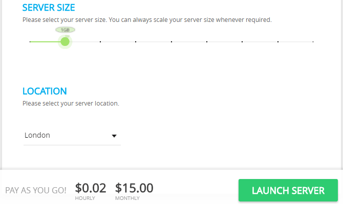 The server size portion of the server setup page.