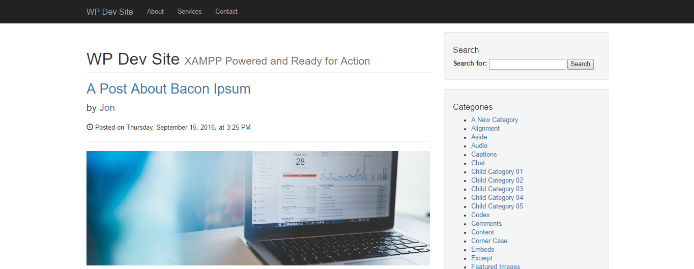 screenshot of completed simple blog theme