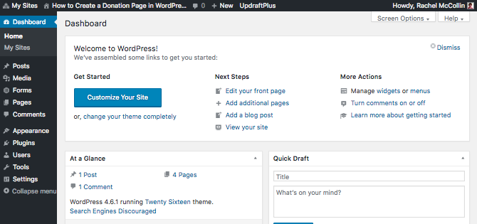 A Forms item has been added to the admin menu