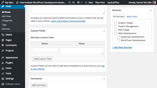 A post with no metadata added - editing screen