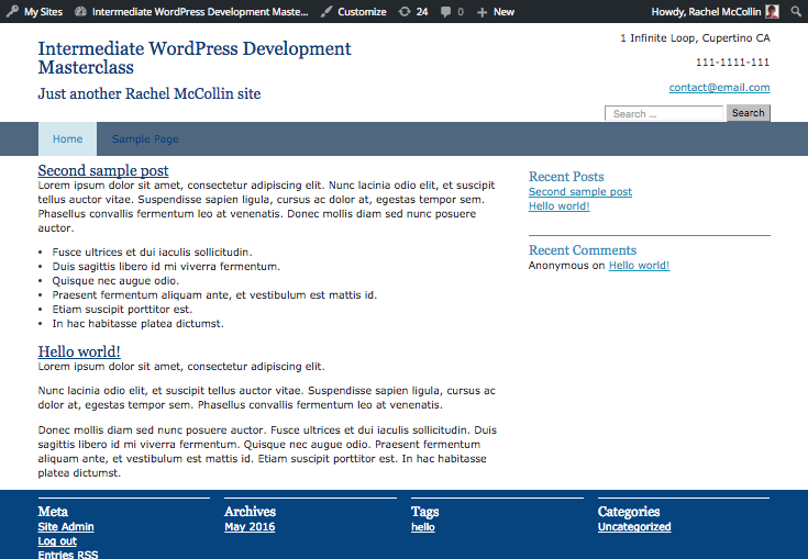 a more tasteful color scheme (shades of blue and gray) on the front end of the site