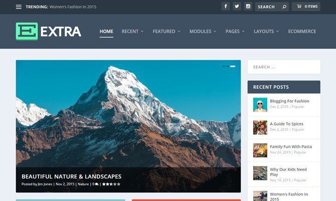 Extra, Divi theme
