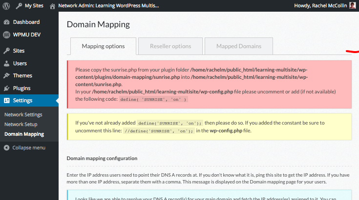 dian mapping installed - error message
