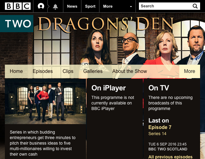 Dragons Den website