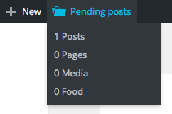 The Pending Posts menu will be available only to site editors