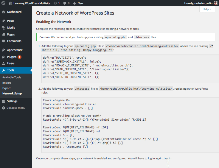 Multisite enable network screen