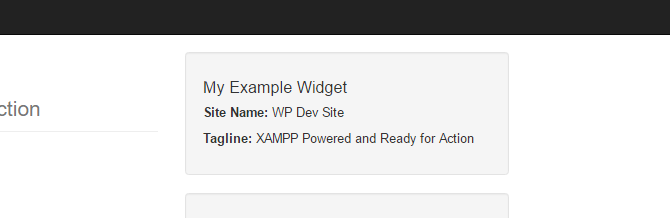 Screenshot of the example widget displayed on the site front end.