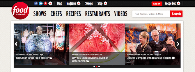 Food Network Menu